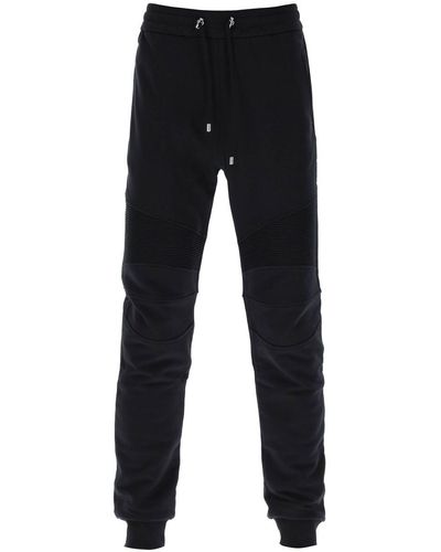 Balmain Joggers With Topstitched Inserts - Black