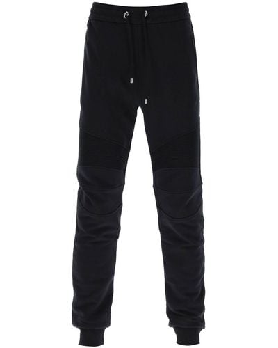 Balmain Sweatpants With Topstitched Inserts - Black