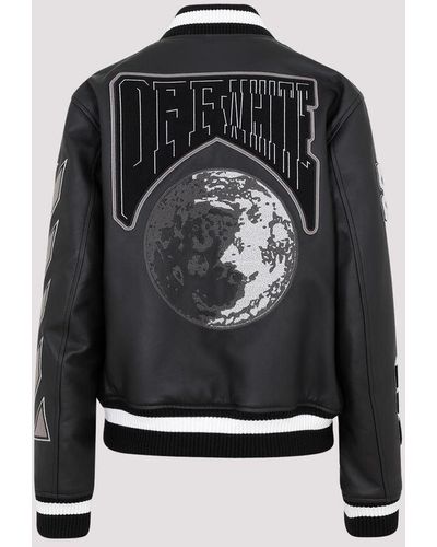 Off-White c/o Virgil Abloh Off- Moon Leather Varsity Jacket - Black