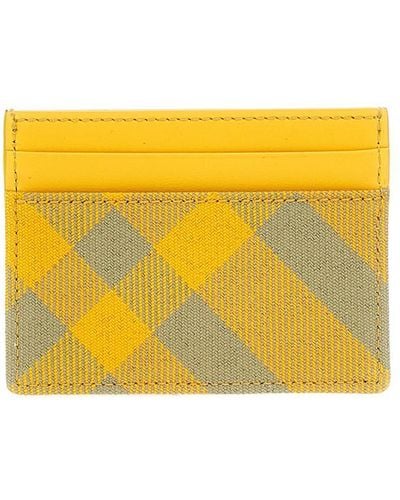 Burberry Check Card Holder Wallets, Card Holders - Yellow