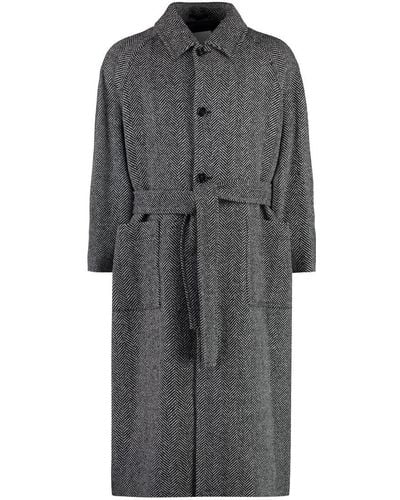 GANT Single-Breasted Wool Coat - Gray