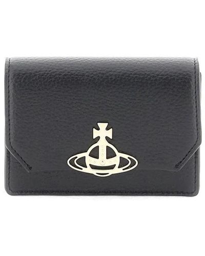Vivienne Westwood Logo Vegan Leather Credit Card Case - Gray