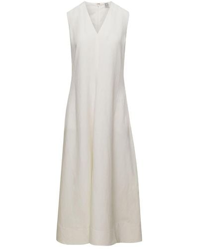 Totême V-Neck Flared Dress - White