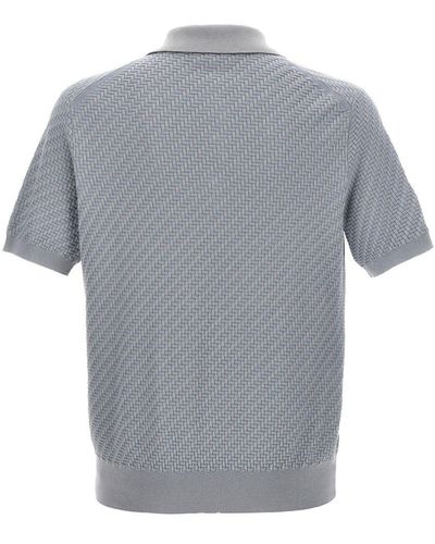 Brioni Woven Knit Shirt Polo - Gray
