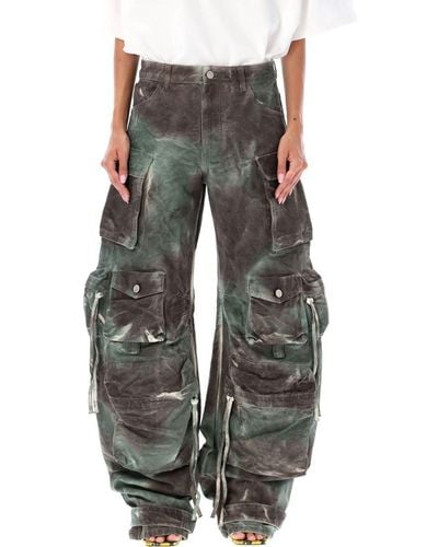 The Attico "Fern" Camouflage Long Trousers - Grey