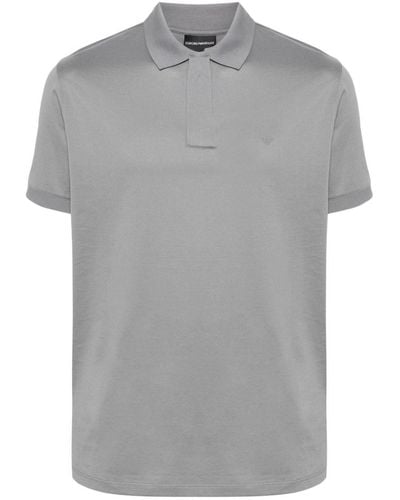 Emporio Armani Logo Cotton Polo Shirt - Grey