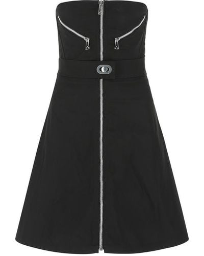 Bottega Veneta Authentic Tech Fabric Short Dress With Front Zip Closure - Black