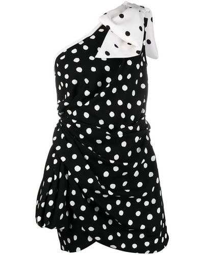 Saint Laurent One-shoulder Bow Mini Dress - Black