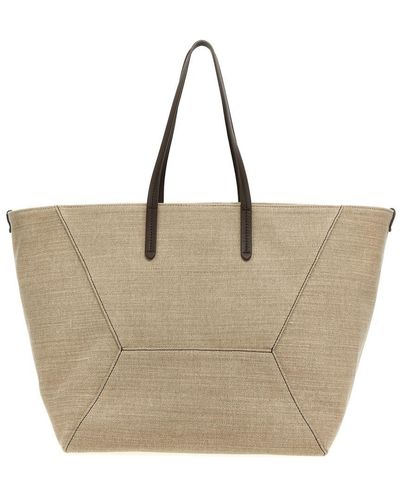 Brunello Cucinelli Canvas Large Shopping Bag - Natural