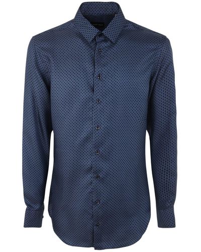 Giorgio Armani Graphic-print Silk Shirt - Blue