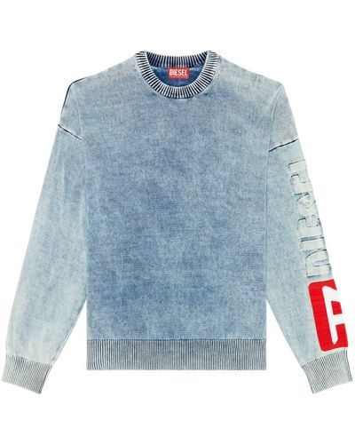 DIESEL Cotton Denim Effect Knit Shirt - Blue