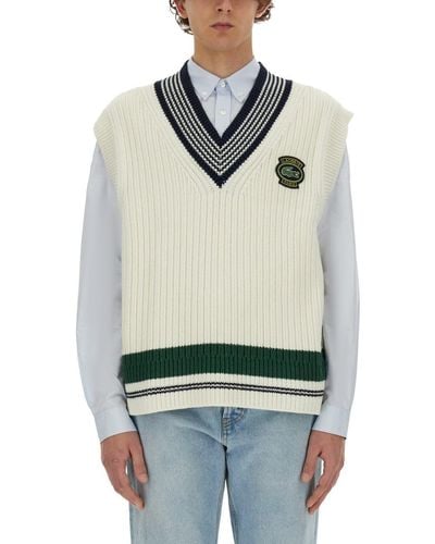 Lacoste Vests With Logo - Natural