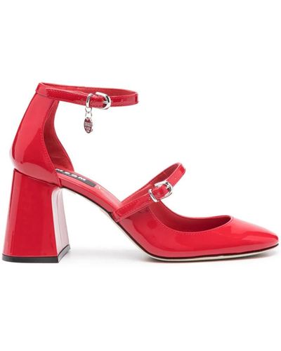 MSGM Logo-charm 90mm Leather Court Shoes - Red