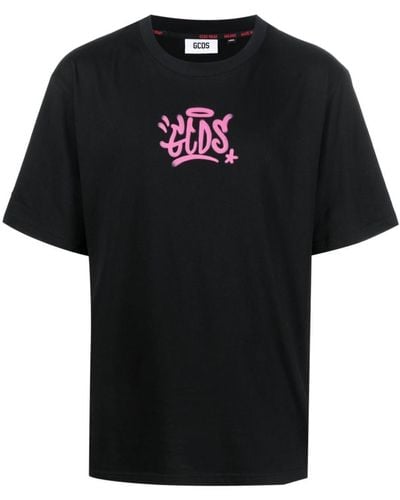 Gcds Graffiti-print Cotton T-shirt - Black