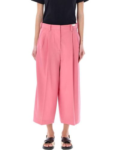 Marni Tropical Wool Wide-leg Culotte Pants - Pink