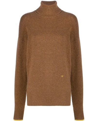 Victoria Beckham Roll-neck Wool Sweater - Brown