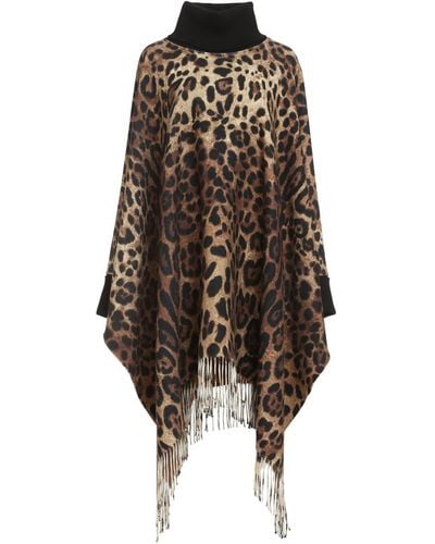 Dolce & Gabbana Wool And Cashmere Blend Poncho - Brown