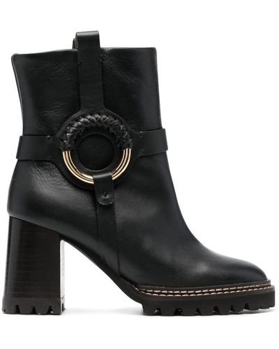 See By Chloé 100mm Leather Ankle Boots - Black