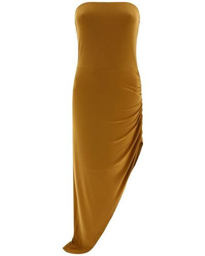 Norma Kamali "strapless Side Drape" Dress - Brown