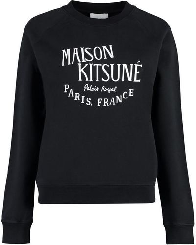 Maison Kitsuné Logo Detail Cotton Sweatshirt - Black
