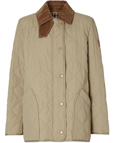 Burberry Diamond Quilted Thermoregulated Barn Jacket - Natural