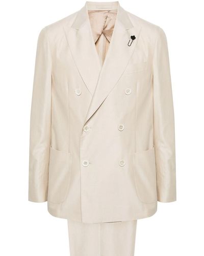 Lardini Double-breasted Cotton Suit - Natural