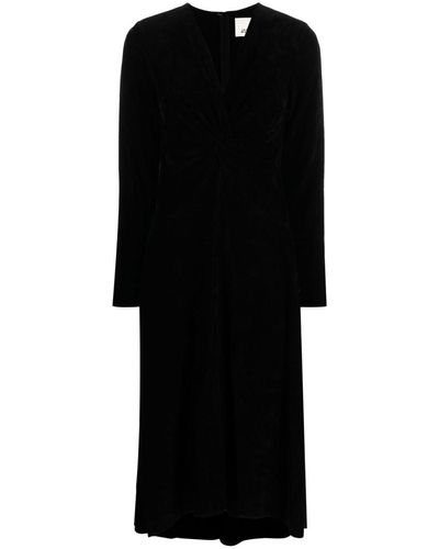 Isabel Marant Long-sleeved V-neck Midi Dress - Black