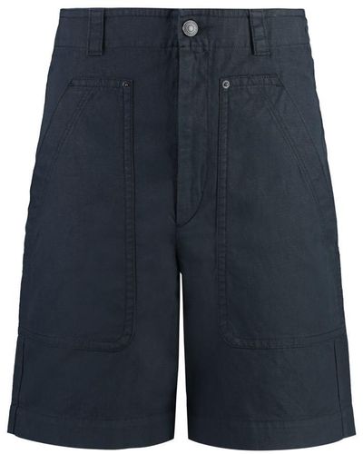 Isabel Marant Kilano Cotton And Linen Bermuda-Shorts - Blue