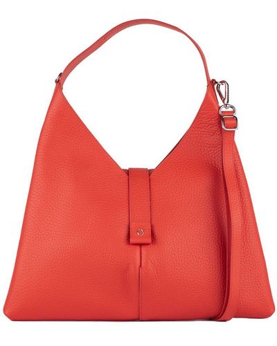 Orciani Vita Soft Shoulder Bag With Poppy Shoulder Strap - Red