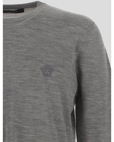 Versace Medusa Embroidery Pullover - Grey