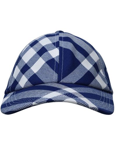 Burberry 'check' Blue Wool Blend Hat