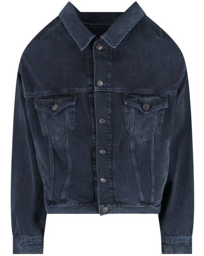 Balenciaga 'off-shoulder' Denim Jacket - Blue