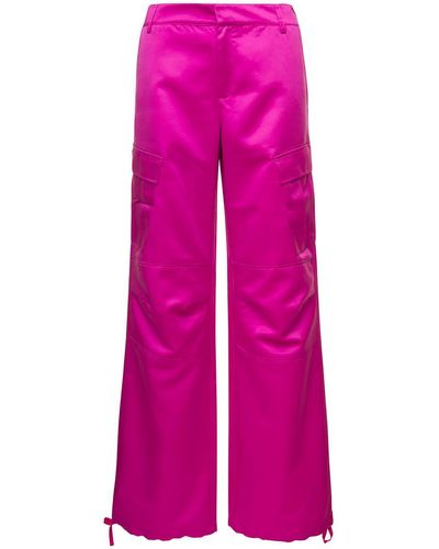 ANDAMANE High Waisted Cargo Pants Straight Leg With Cargo Pockets - Pink