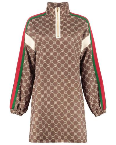 Gucci Interlocking G Technical Jersey Dress - Brown