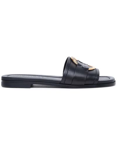 Moncler 'Bell' Leather Slippers - Blue