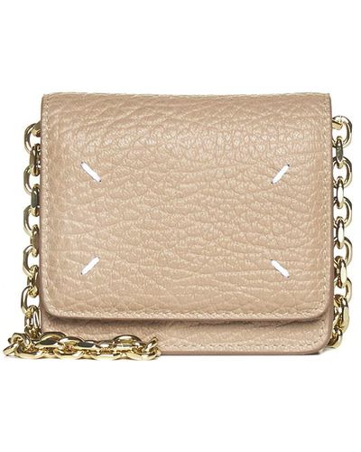 Maison Margiela Leather Wallet On Chain Small Bag - Natural