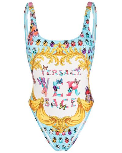 Versace X Dua Lipa Butterflies-print Swimsuit - Multicolour