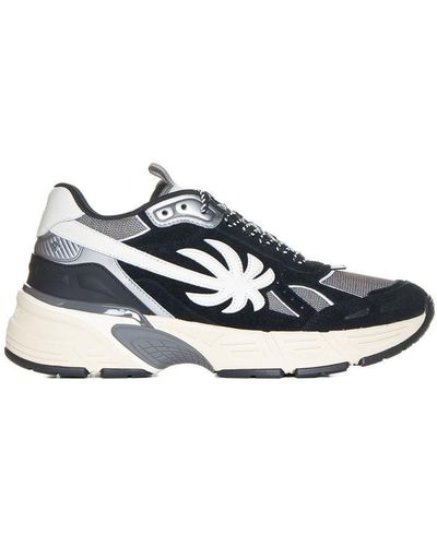 Palm Angels Palm Runner Mix Materials Trainers - Blue