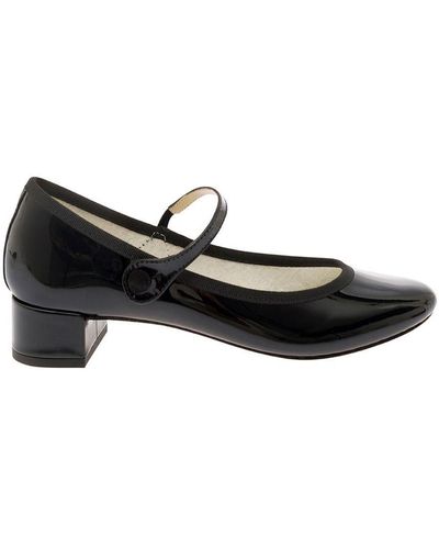 Repetto 'Rose' Mary Janes With Strap - Black