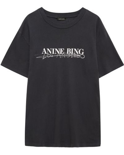 Anine Bing Walker Cotton T-shirt - Black
