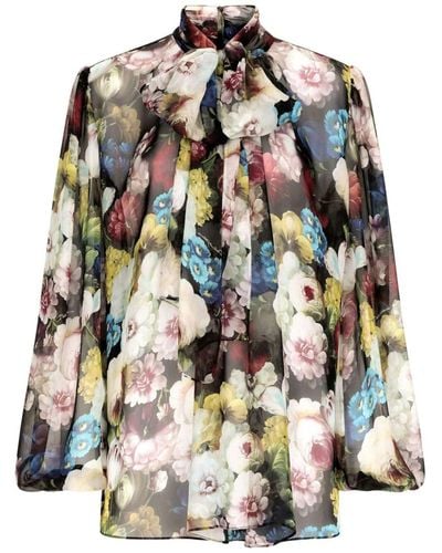 Dolce & Gabbana Blouse With Floral Print - Black