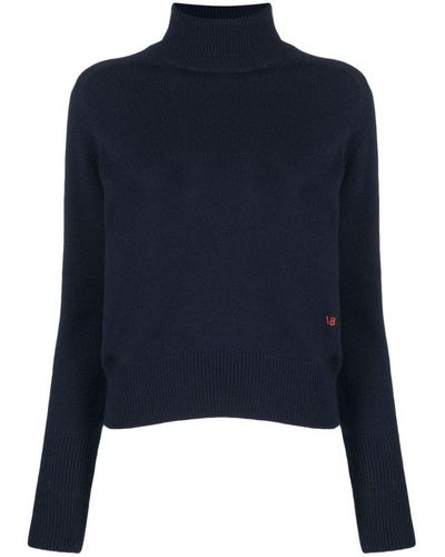 Victoria Beckham Fine-knit Roll-neck Sweater - Blue