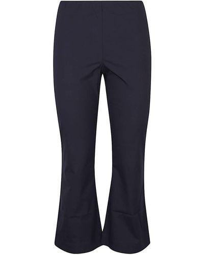 Liviana Conti Cropped Flared Cotton Blend Trousers - Blue