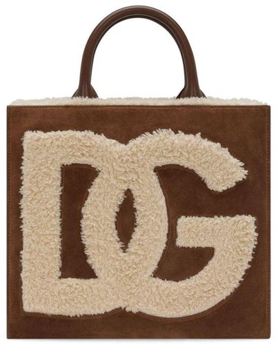 Dolce & Gabbana Dg Daily Small Suede Tote Bag - Brown