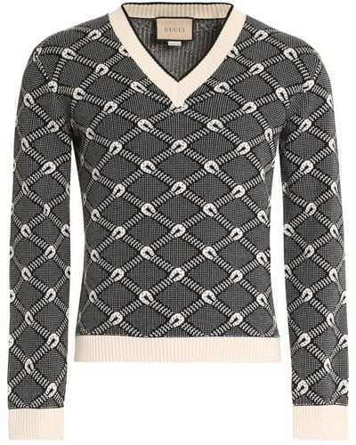 Gucci Slim-fit Jacquard-knit Cotton And Cashmere-blend Jumper - Black