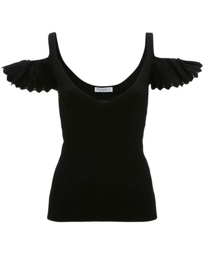 JW Anderson Ruffled Off-shoulder Top - Black