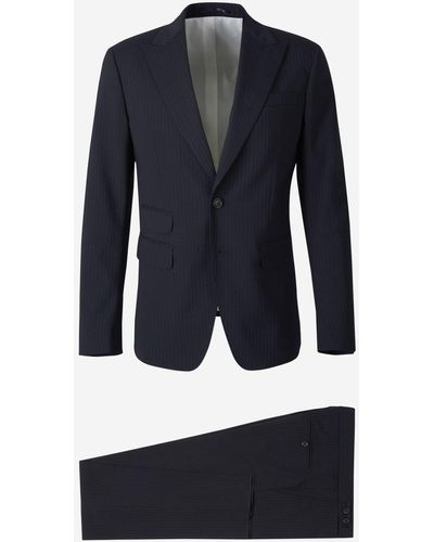 DSquared² Vertical Striped Suit - Blue