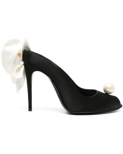 Magda Butrym Peep Toe Mules In Satin Shoes - Black