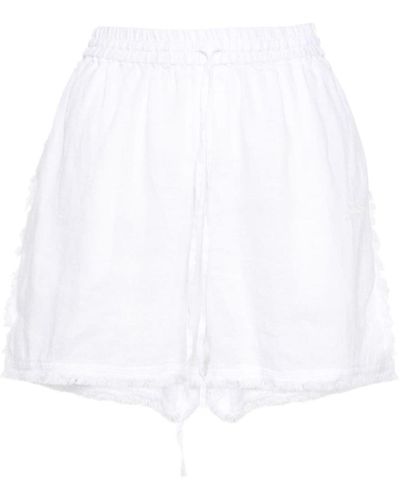 P.A.R.O.S.H. Logo-Embroidered Frayed Shorts - White