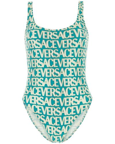 Versace Turquoise And White Swimsuit - Green